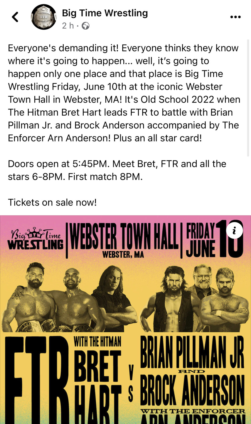 Bret Hart Set To Manage FTR At Show