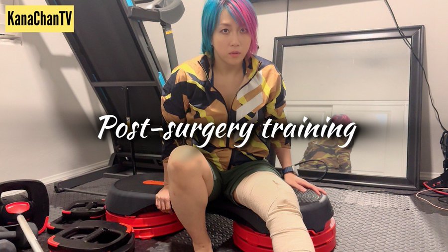 Following Knee Surgery, Asuka Commences Rehabilitation Exercises