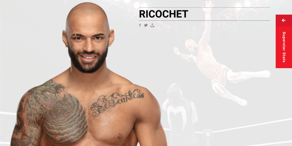 Section for Alumni Roster of WWE Moves by Ricochet