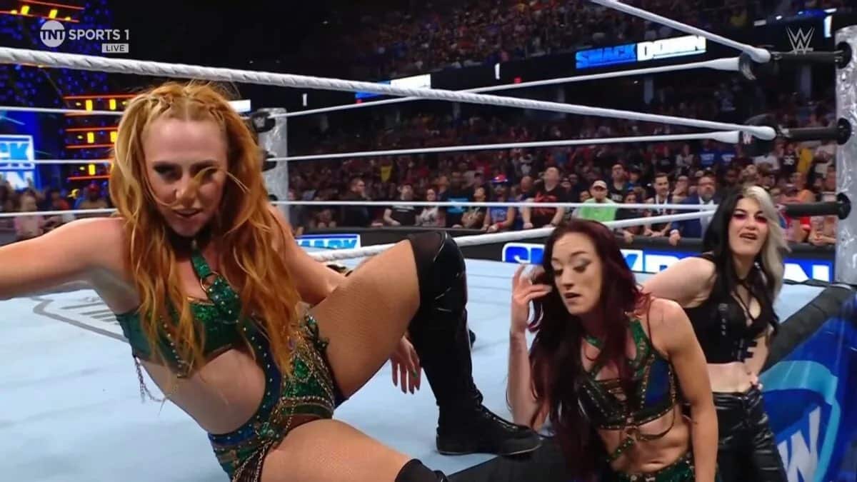 The assistance of Blair Davenport aids The Unholy Union in maintaining their title as WWE Women’s Tag Team Champions.