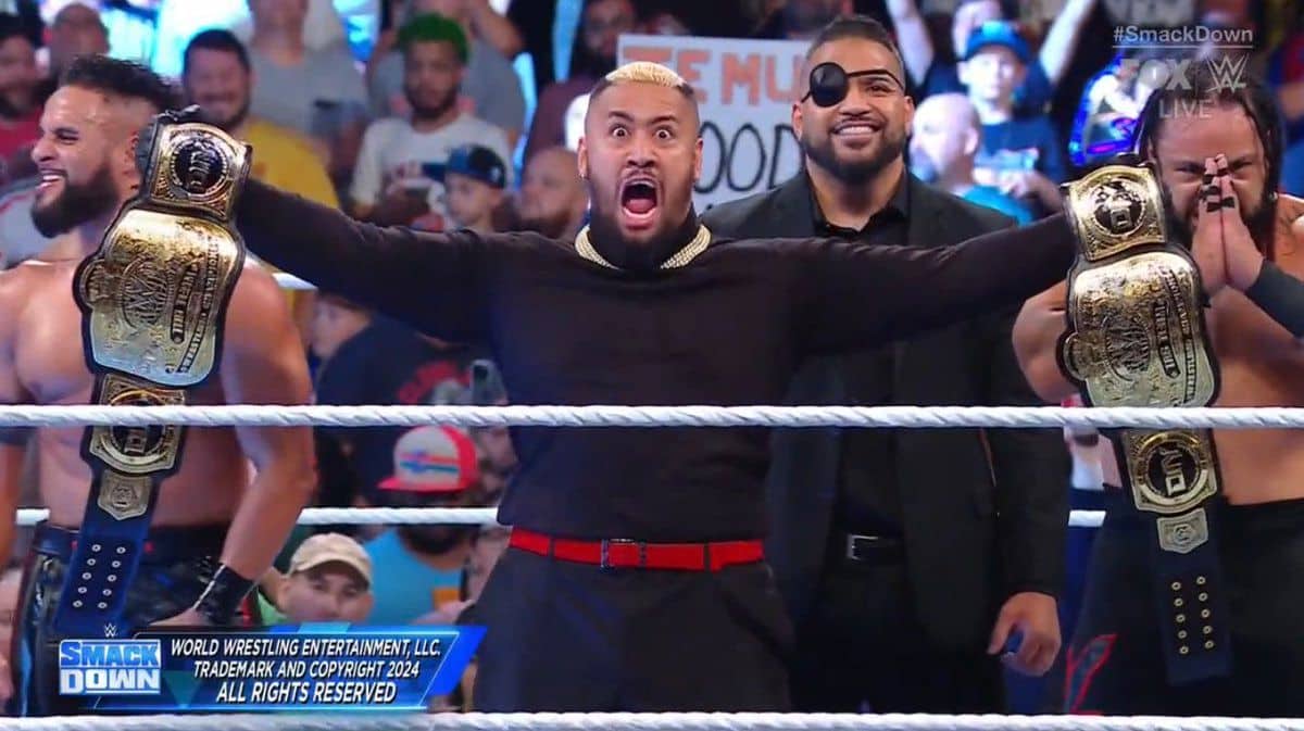 Tama Tonga and Jacob Fatu of The Bloodline Clinch WWE Tag Team Titles on SmackDown.