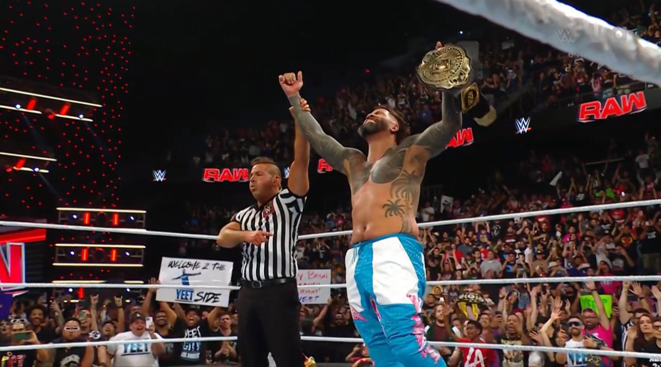 On WWE Monday Night RAW, Jey Uso Captures the Intercontinental Championship.