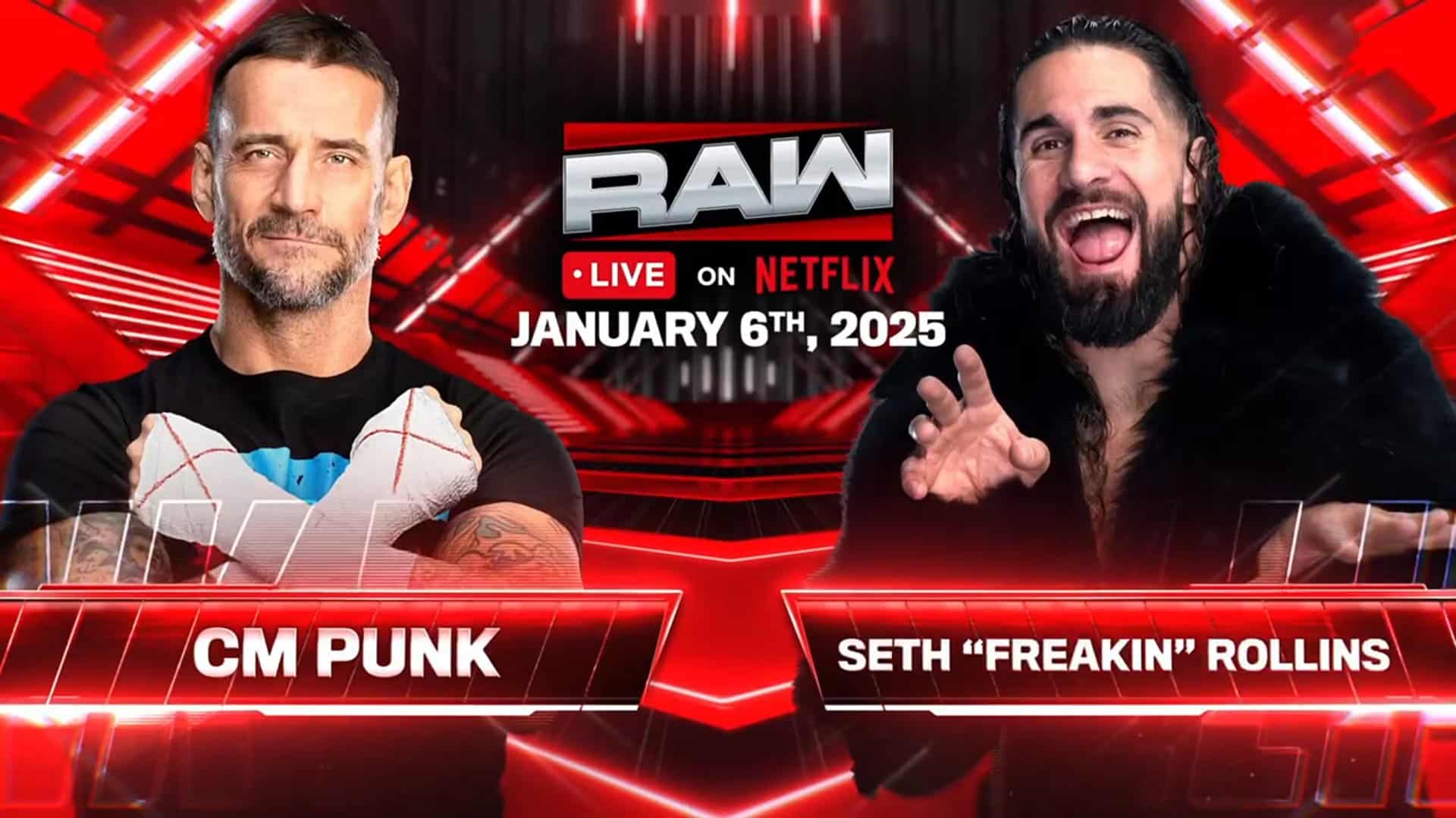 CM Punk vs. Seth Rollins Confirmed For WWE RAW Netflix Premiere On ...